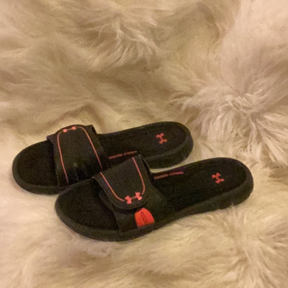 Under Armour Black and pink Slide Sandals
